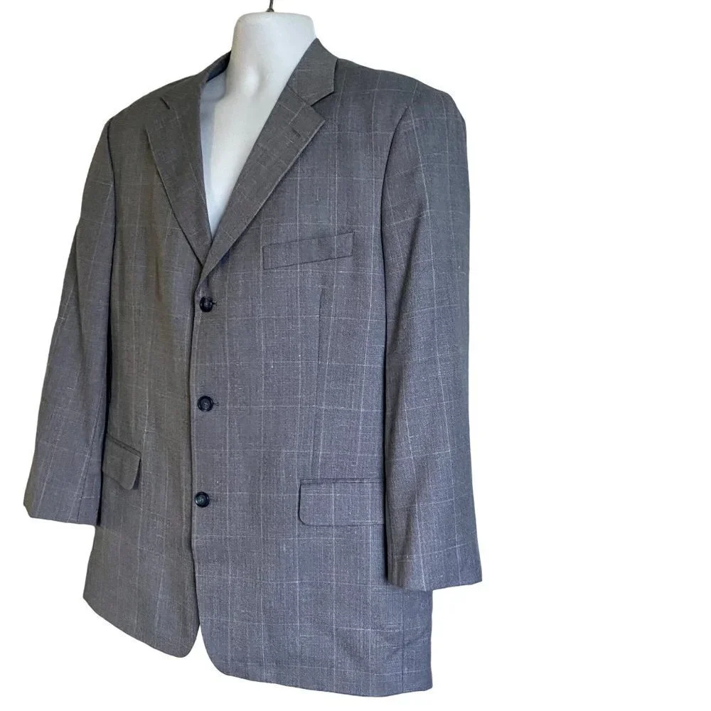 Alan Flusser 3 Button Sport Coat Jacket Blazer 44R